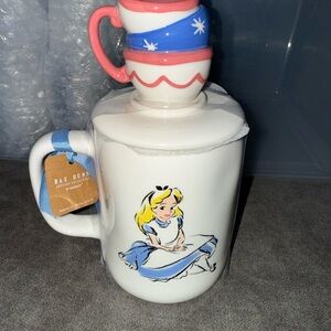 Rae Dunn Alice in Wonderland Mug Set - White, Blue, Pink